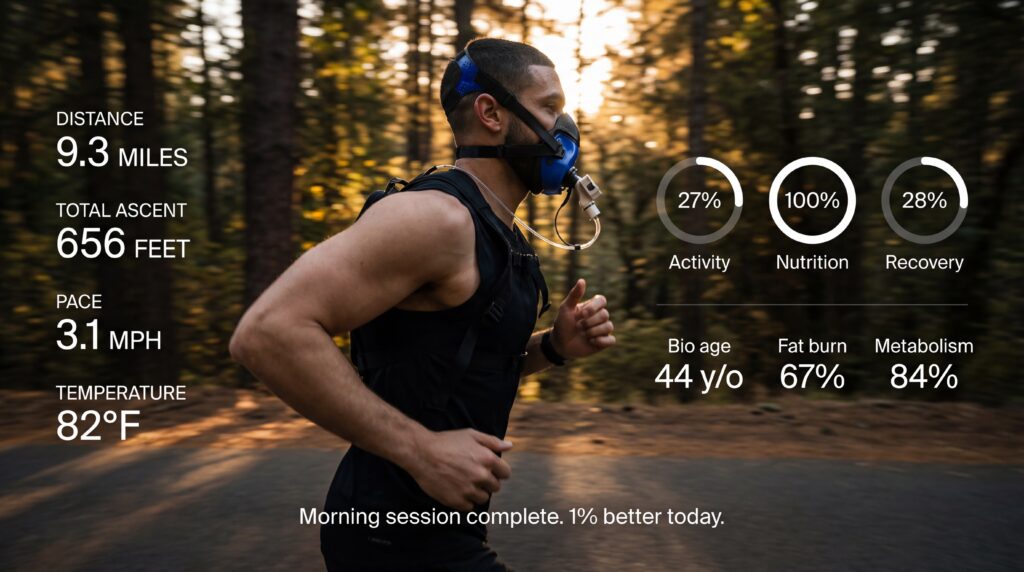 VO2 Max Norms - Male doing AMR test with PNOE's breath analysis device